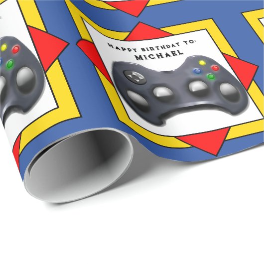 Video Gamer Birthday Geschenk Geschenkpapier (Rolleneckpunkt)