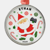 Video Gamer Christmas 2024 Sammelbar Ornament Aus Metall (Vorne)