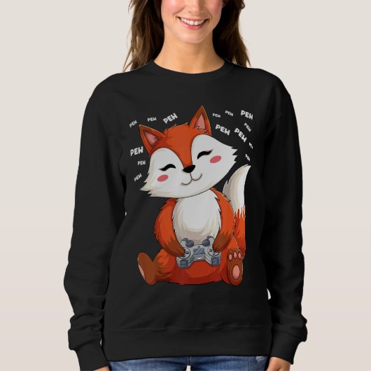 Video Gamer Fox Gaming Fox Pew Gamer Kids Sweatshirt (Vorderseite)