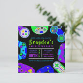 VIDEO GAMER GAMING Bar Mitzvah Abend Party Einladung (Stehend Vorderseite)