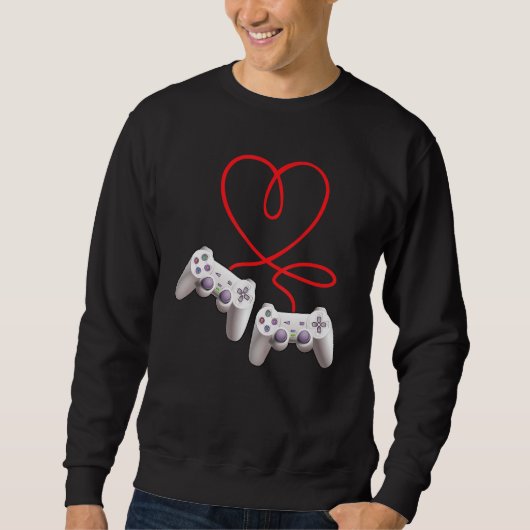 Video Gamer Heart Controller Valentine's Day Kids Sweatshirt (Vorderseite)
