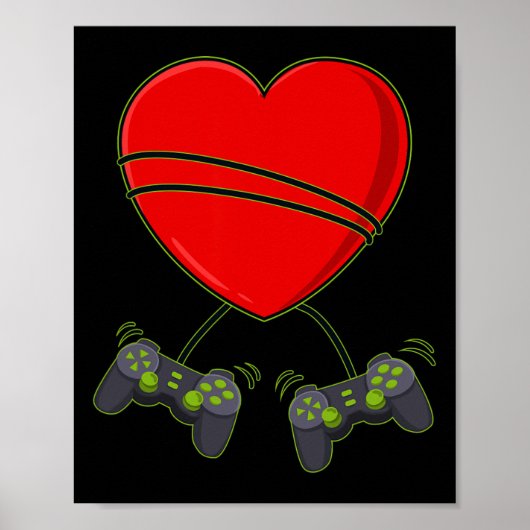 Video Gamer Heart Controller Valentinstag Boys Poster (Vorne)