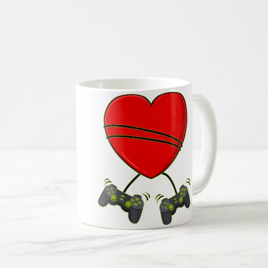 Video Gamer Heart Controllers Valentines Day Boys  Kaffeetasse (VorderseiteRechts)