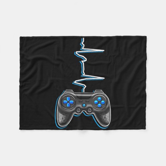 Video Gamer Heartbeat Video Game Controller Gesche Fleecedecke (Vorderseite (Horizontal))
