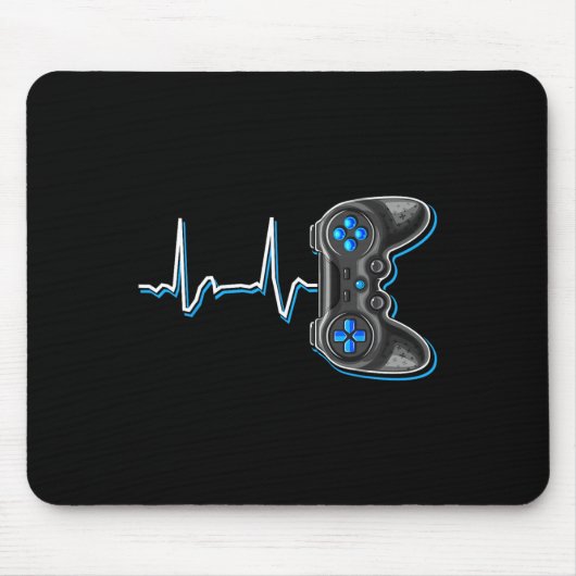 Video Gamer Heartbeat Video Game Controller Gesche Mousepad (Vorne)
