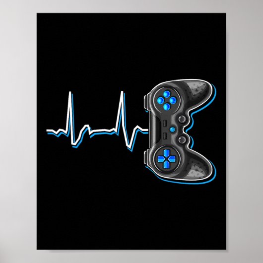 Video Gamer Heartbeat Video Game Controller Gesche Poster (Vorne)