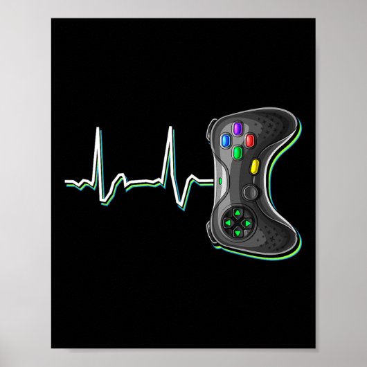 Video Gamer Heartbeat Video Game Controller Gesche Poster (Vorne)