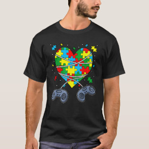 Video Gamer Puzzle Piece Autism Awareness Boys Kid T-Shirt