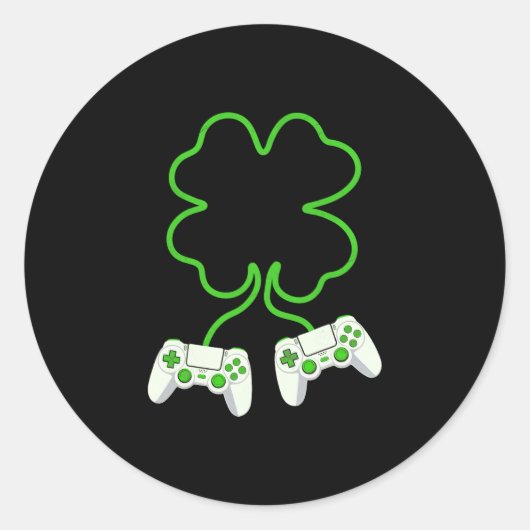 Video Gamer St Patricks Day Clover With Controller Runder Aufkleber (Vorderseite)