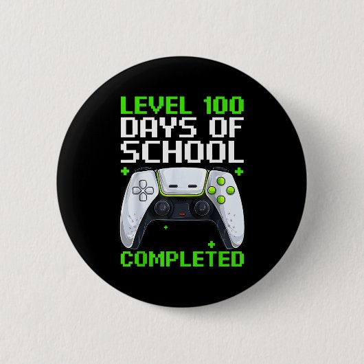 Video Gamer Student 100th Day Teacher 100 Days Of Button (Vorderseite)