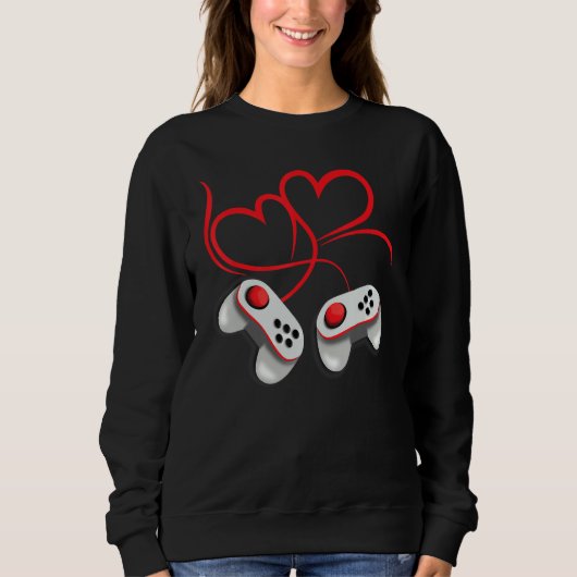 Video Gamer Valentine's Day Hearts Gaming Sweatshirt (Vorderseite)
