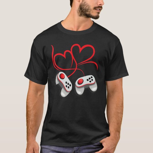 Video Gamer Valentine's Day Hearts Gaming T-Shirt (Vorderseite)