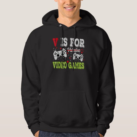 Video Gamer Valentines Day With Controllers Heart Hoodie (Vorderseite)