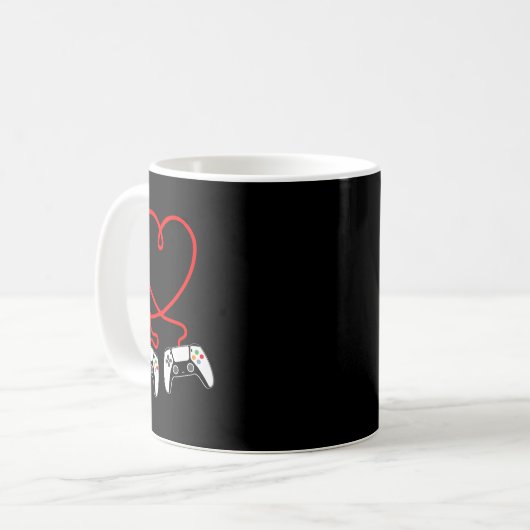 Video Gamer Valentines Day With Controllers Heart Kaffeetasse (Vorderseite Links)