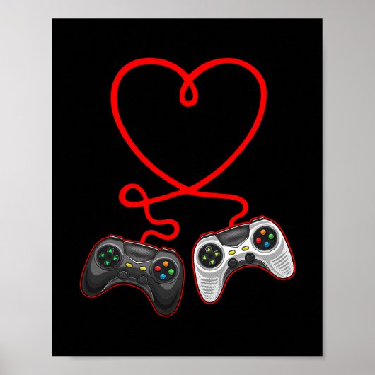 Video Gamer Valentines Day With Controllers Heart  Poster (Vorne)
