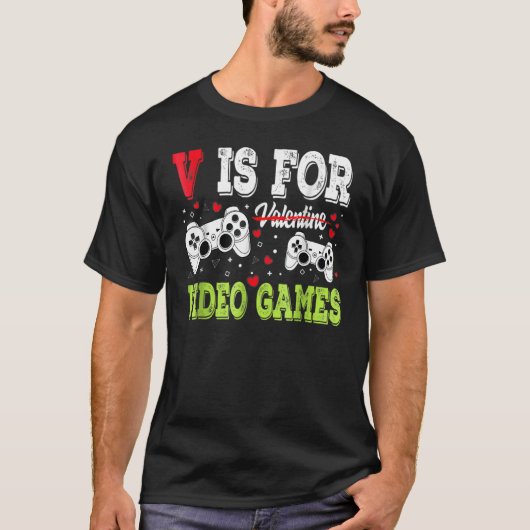 Video Gamer Valentines Day With Controllers Heart T-Shirt (Vorderseite)
