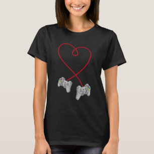 Video Gamer Valentinstag Herz mit Controllern T-Shirt