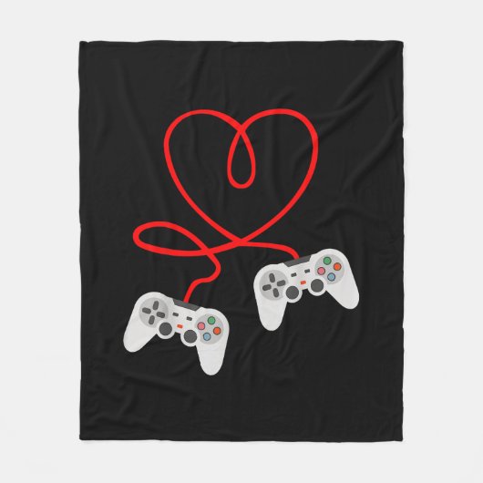 Video Gamer Valentinstag T - Shirt mit Controller Fleecedecke (Vorderseite)