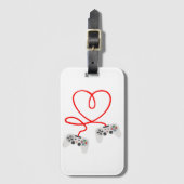 Video Gamer Valentinstag T - Shirt mit Controller Gepäckanhänger (Vorderseite Vertikal)