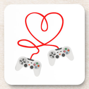Video Gamer Valentinstag T - Shirt mit Controller Getränkeuntersetzer
