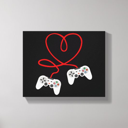Video Gamer Valentinstag T - Shirt mit Controller Leinwanddruck (Vorderseite)