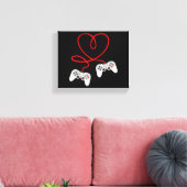 Video Gamer Valentinstag T - Shirt mit Controller Leinwanddruck (Insitu (Wohnzimmer))