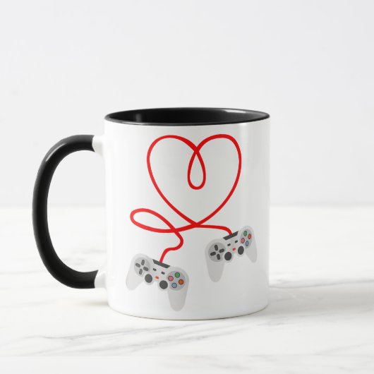 Video Gamer Valentinstag T - Shirt mit Controller Tasse (Links)