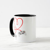 Video Gamer Valentinstag T - Shirt mit Controller Tasse (Vorderseite Links)
