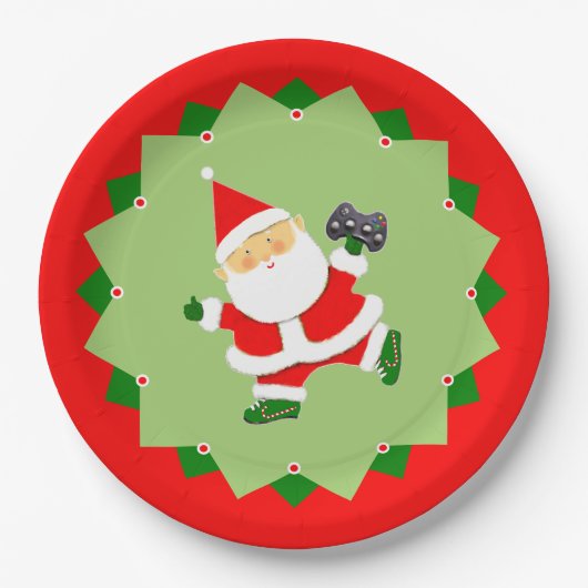 Video-Gamer-Weihnachtsfeier Pappteller (Vorderseite)
