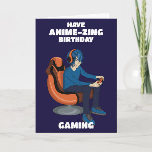 Video Games Anime Gamer Boy Geburtstagskarte Karte