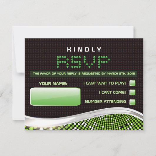 VIDEO GAMES Bar Bat Mitzvah Einladung Antwort Kart (Vorderseite)