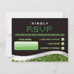 VIDEO GAMES Bar Bat Mitzvah Einladung Antwort Kart