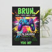 VIDEO GAMES Bruh Birthday Einladung (Stehend Vorderseite)