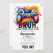 VIDEO GAMES Bruh Birthday Einladung (Vorne/Hinten)
