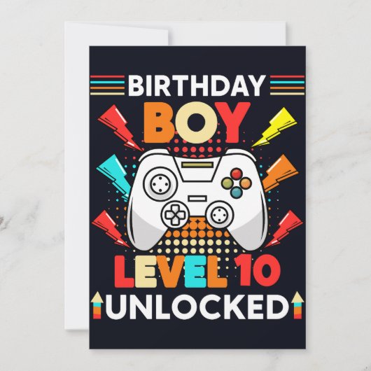 Video Games Controller Level Uncked Birthday Boy Einladung (Vorderseite)