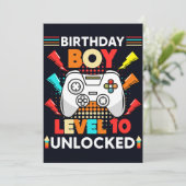 Video Games Controller Level Uncked Birthday Boy Einladung (Stehend Vorderseite)