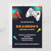 Video Games Controller Level Uncked Birthday Boy Einladung (Rückseite)