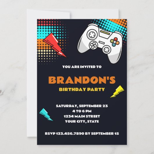 Video Games Controller Level Uncked Birthday Boy Einladung (Rückseite)