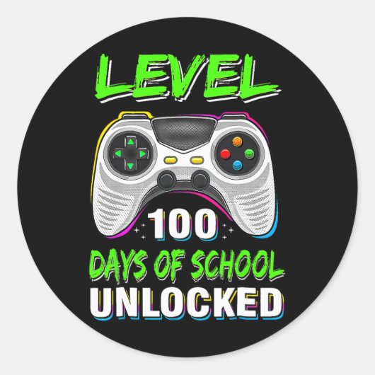 Video Games Level 100 Days of School Unlocks Runder Aufkleber (Vorderseite)