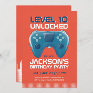 Video Games Level Unlocks Gamer Boy Geburtstag Einladung