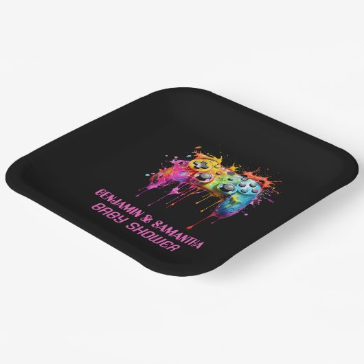 Video Games Pink Girl Baby Dusche Pappteller (Gewinkelt)