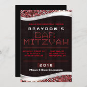VIDEO GAMES RED Bar Bat Mitzvah Einladung (Vorne/Hinten)
