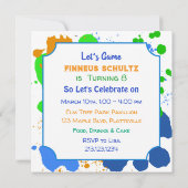 Video Gaming Paint Spritzer Boy's Birthday Einladu Einladung (Rückseite)