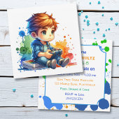 Video Gaming Paint Spritzer Boy's Birthday Einladu Einladung
