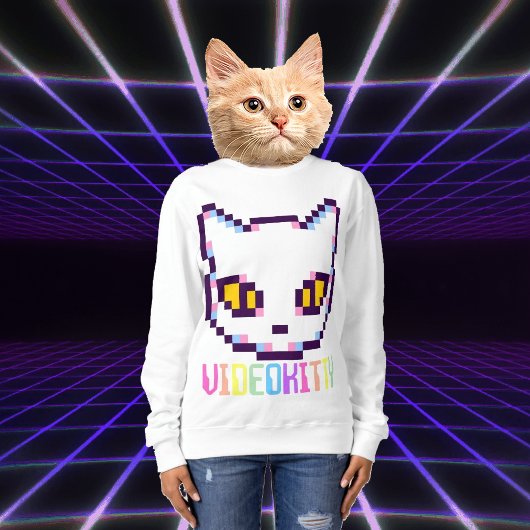 VIDEO KITTY CAT PIXEL ART SWEATSHIRT