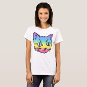 VIDEO KITTY CAT PIXEL ART T - SHIRT (Vorne ganz)