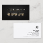 Video Production Services Gold Icons Black Metal Visitenkarte (Vorne/Hinten)