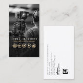 Video Production Services Gold Icons Blue Metal Visitenkarte (Vorne/Hinten)