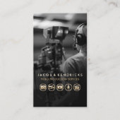 Video Production Services Gold Icons Blue Metal Visitenkarte (Vorderseite)