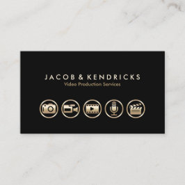 Video Production Services Gold Icons Business Card Visitenkarte